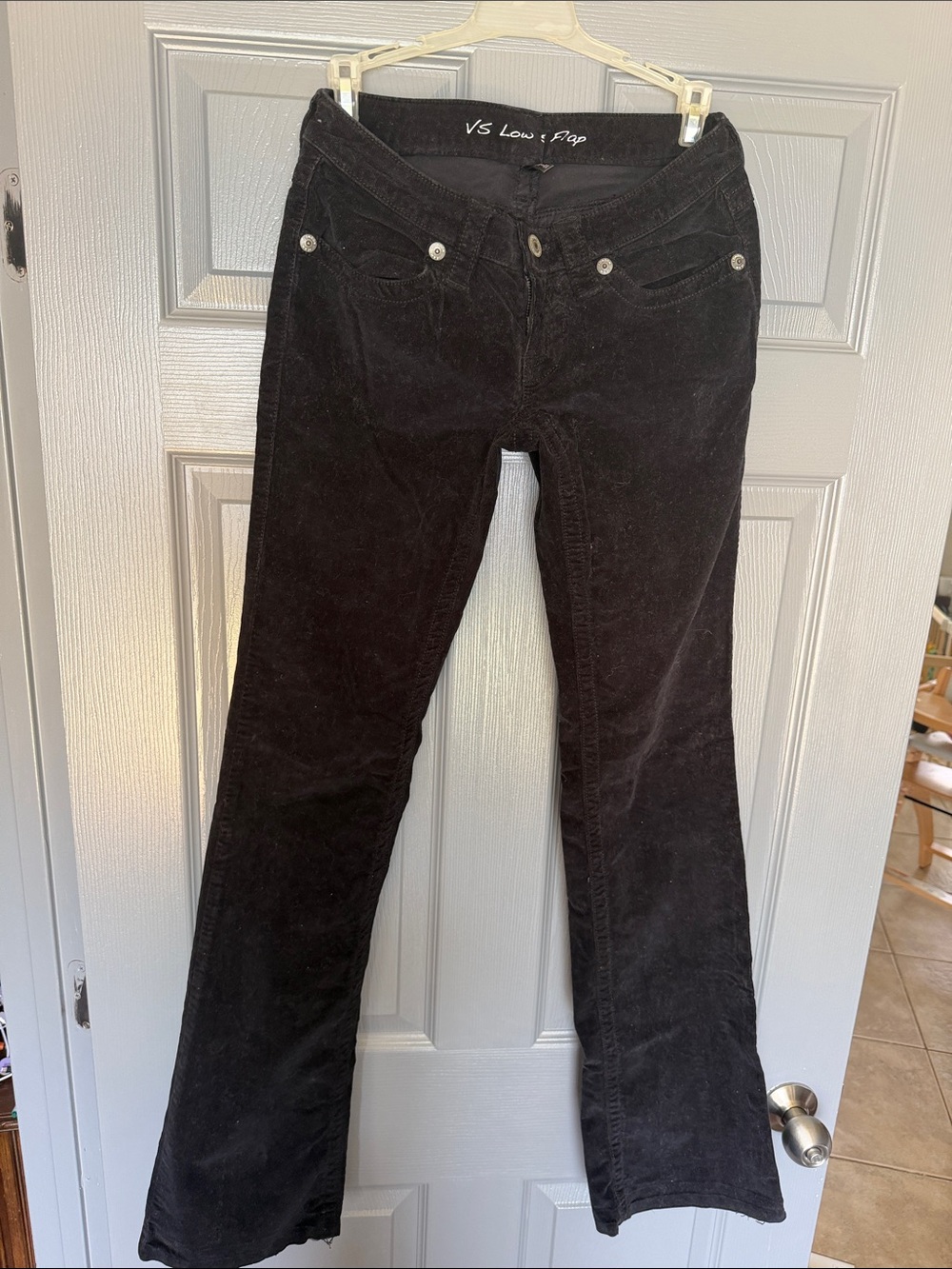 Victoria's Secret Black Corduroy Low-Rise Flare Jeans 0 L